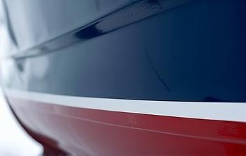 Newly painted boat exterior close up